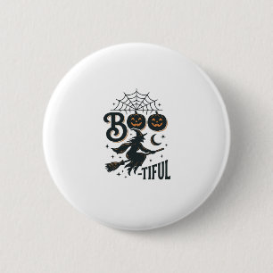 Macaron Rond 5 Cm Magnifique sorcière Halloween design de gravure vi