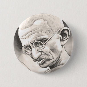 Macaron Rond 5 Cm Mahatma Gandhi
