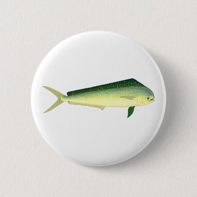 Macaron Rond 5 Cm Mahi Mahi - art de poissons de dauphin (Devant)