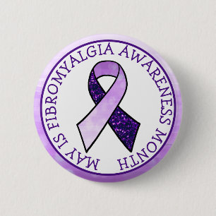 Macaron Rond 5 Cm Mai est Fibromyalgia Butterfly Awareness Mois