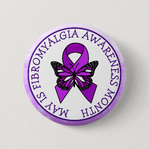 Macaron Rond 5 Cm Mai est Fibromyalgia Butterfly Awareness Mois