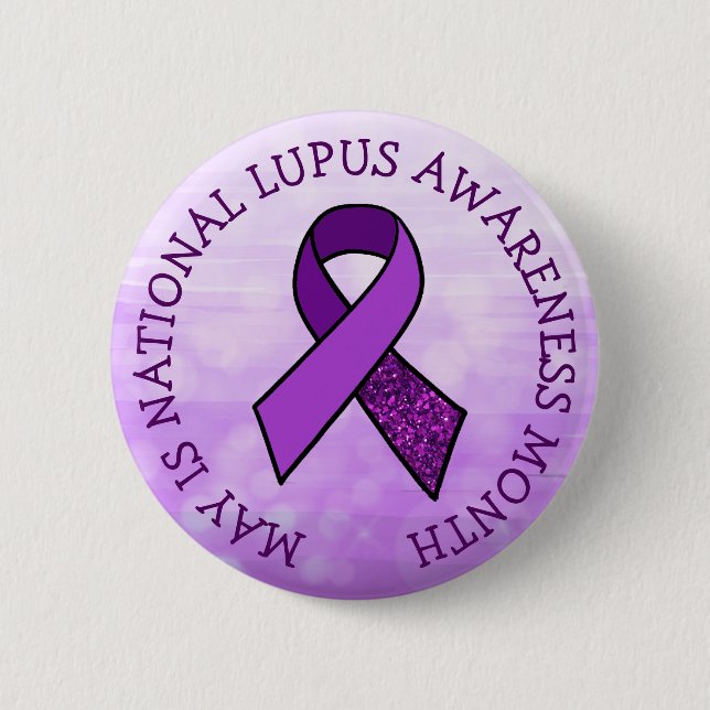 Macaron Rond 5 Cm Mai est le mois de la sensibilisation au Lupus (Devant)