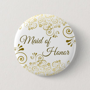 Macaron Rond 5 Cm Maid of Honor Sophisticted Gold Filigree Mariage