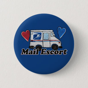 Macaron Rond 5 Cm Mail Escort Funny Mail Carrier Postal Worker