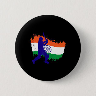 Macaron Rond 5 Cm Maillot de cricket d'Inde Tsman drapeau de cricket