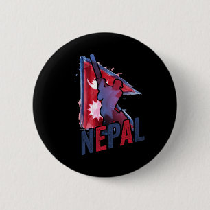 Macaron Rond 5 Cm Maillot de cricket du Népal Supporter du drapeau n