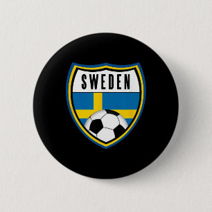 Macaron Rond 5 Cm Maillot de foot Suède Drapeau suédois