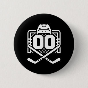 Macaron Rond 5 Cm Maillot de hockey numéro 00 Drôle de joueur de hoc