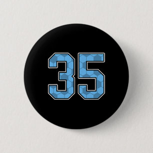 Macaron Rond 5 Cm Maillot de joueur de football bleu motif numéro 35