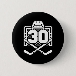 Macaron Rond 5 Cm Maillot numéro 30 de hockey drôle de joueur de hoc