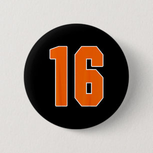 Macaron Rond 5 Cm Maillot Orange Sports Numéro 16 Uniforme Joueur Fa