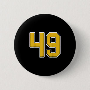 Macaron Rond 5 Cm Maillot Unifo Old Gold Noir Blanc Sports Numéro 49