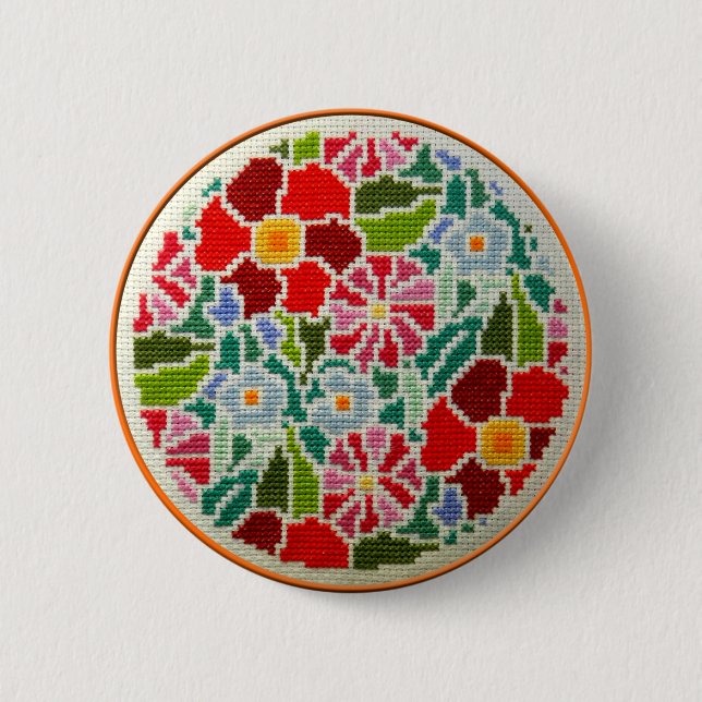 Macaron Rond 5 Cm Main de souvenirs d'été brodée autour de (Devant)