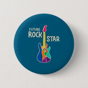 Macaron Rond 5 Cm Main future de garçon star de rock guitare