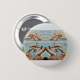Macaron Rond 5 Cm Main Painted by Number Dolphins