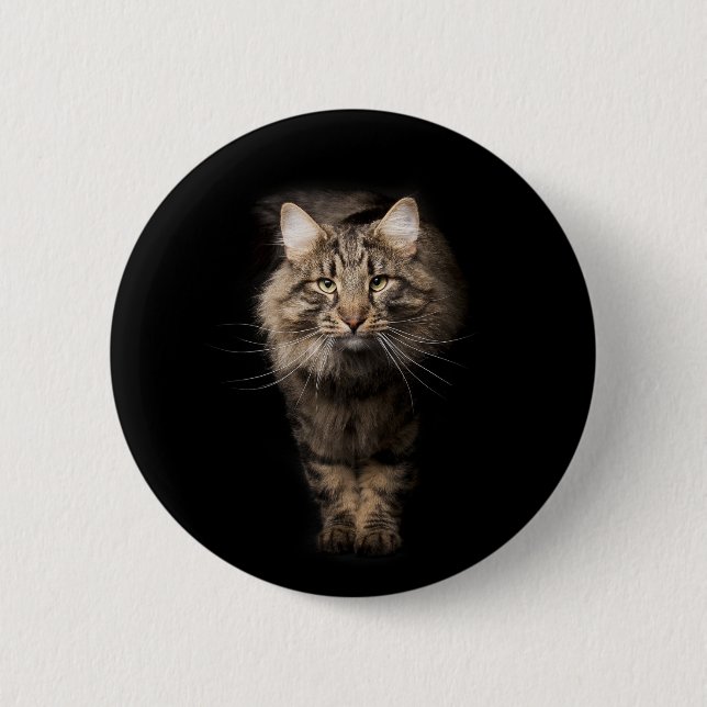 Macaron Rond 5 Cm Maine Coon Chat noir (Devant)