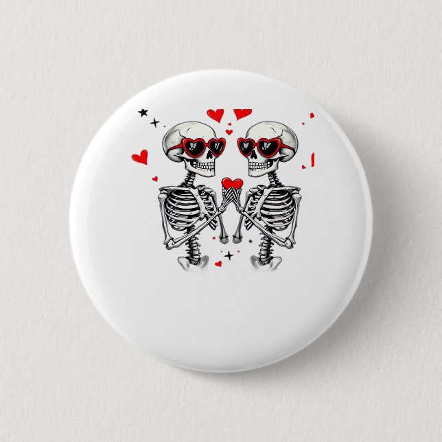 Macaron Rond 5 Cm Mains Coeur Squelette Pour Trending (Devant)