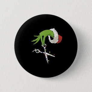 Macaron Rond 5 Cm Mains de lutin drôles Coiffeur Coiffeuse Ciseaux B