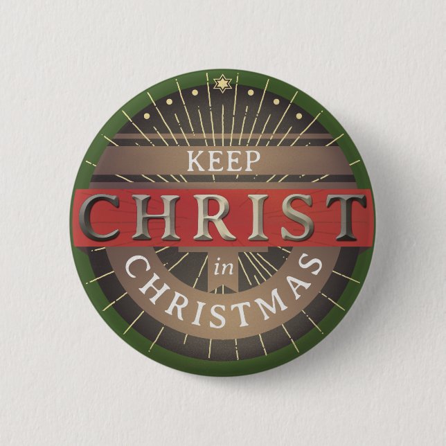 Macaron Rond 5 Cm Maintenez le Christ dans Noël (Devant)