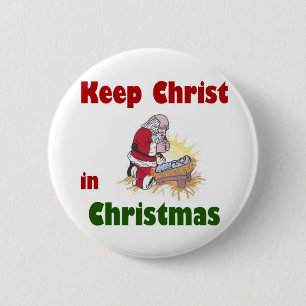 Macaron Rond 5 Cm Maintenez le Christ dans Noël