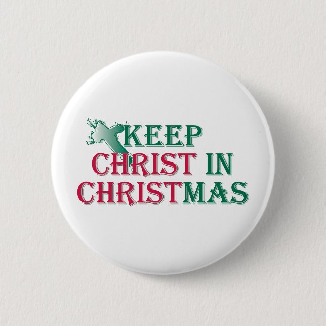 Macaron Rond 5 Cm Maintenez le Christ dans Noël - croix (Devant)