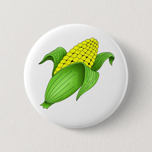Macaron Rond 5 Cm Maïs Sur Le Bouton Cob (Devant)
