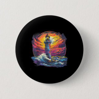 Macaron Rond 5 Cm Maison de bord de mer voile phare bateau plage