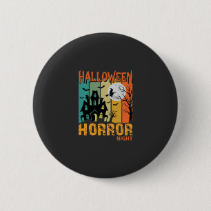 Macaron Rond 5 Cm Maison hantée de la nuit d'horreur d'Halloween Vec