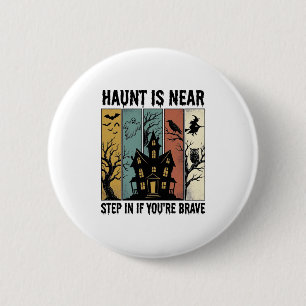 Macaron Rond 5 Cm Maison Hantée Halloween Gravure Vintage Épouvantab