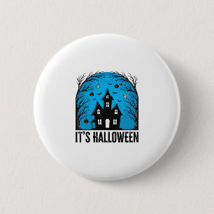 Macaron Rond 5 Cm Maison Hantée Halloween Lune Gravure Vintage Dessi