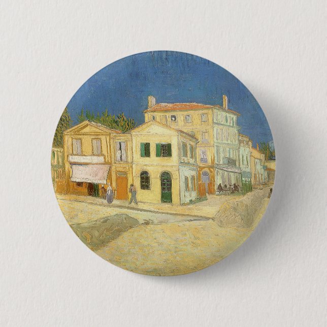 Macaron Rond 5 Cm Maison Jaune par Vincent van Gogh (Devant)