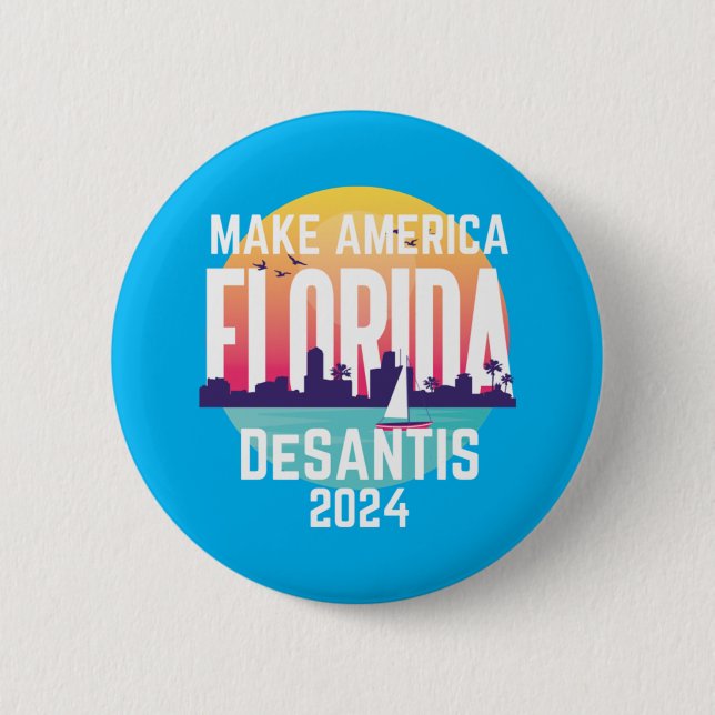 Macaron Rond 5 Cm Make America Florida Ron Desantis 2024 (Devant)