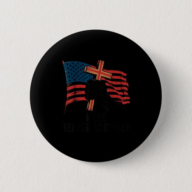 Macaron Rond 5 Cm Make Heaven Crowded Christian Patriotic Cross Amer (Devant)