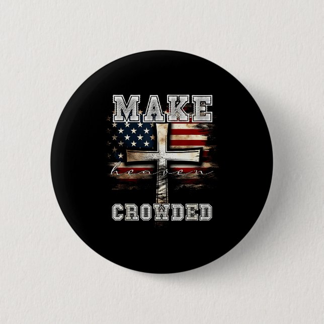 Macaron Rond 5 Cm Make Heaven Crowded Cross _ American Flag Christia (Devant)