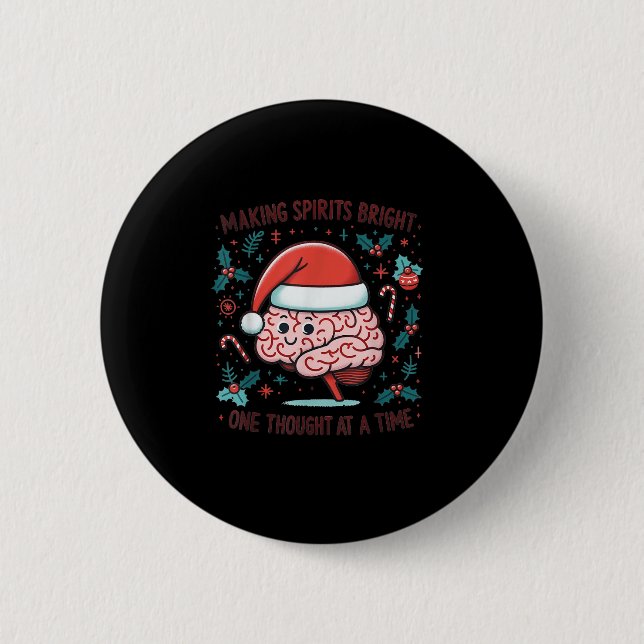 Macaron Rond 5 Cm Making Srits Bright Funny Brain Christmas Mental H (Devant)