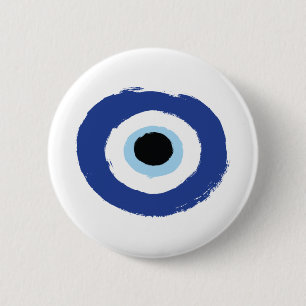 Macaron Rond 5 Cm Mal Oeil Artiste Bleu Grec
