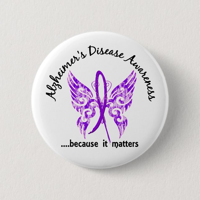 Macaron Rond 5 Cm Maladie d'Alzheimer grunge du papillon 6,1 de (Devant)