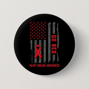 Macaron Rond 5 Cm Maladie Drapeau Américain Rouge Ruban de sensibili