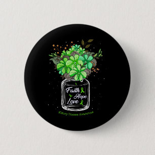 Macaron Rond 5 Cm Maladie du rein Faith Love Hope Flower Jar Laurene