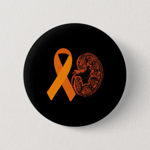 Macaron Rond 5 Cm Maladie du rein Sensibilisation au cancer Orange R