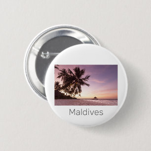 Macaron Rond 5 Cm Maldives Ocean Indian Beach Sunset Island Souvenir
