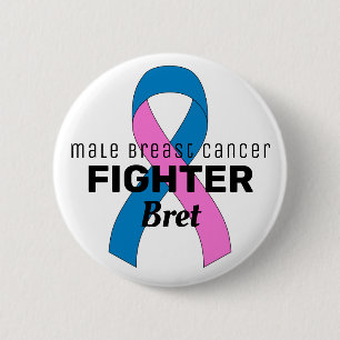 Macaron Rond 5 Cm Male Breast Cancer Ribbon White Button