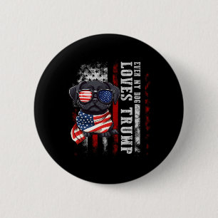 Macaron Rond 5 Cm Mâle Carlin Même Mon Chien Aime Trump Drôle 