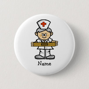 Macaron Rond 5 Cm Male Nurse with Grey Hair Button Customize It !