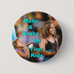 Macaron Rond 5 Cm Malia et Sasha Obama pour le premier bouton