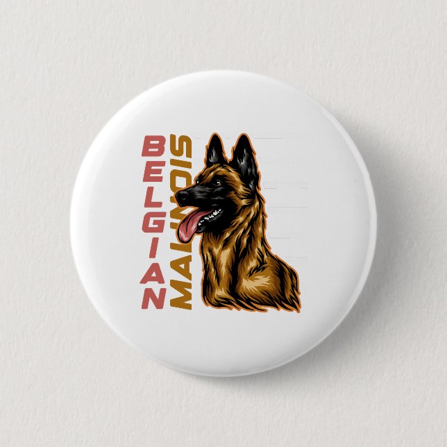 Macaron Rond 5 Cm Malinois belge (Devant)