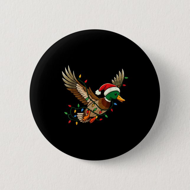 Macaron Rond 5 Cm Mallard Duck Light Christmas Hunting Pajama Toddle (Devant)