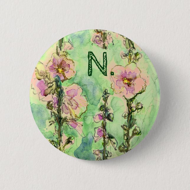Macaron Rond 5 Cm Mallow doux avec votre monogramme (Devant)