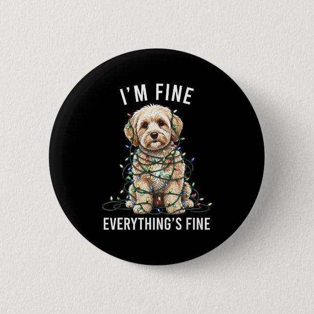 Macaron Rond 5 Cm Maltio Christmas I'm Fine Everything Is Fine  (Devant)