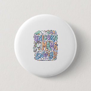 Macaron Rond 5 Cm Mama Licorne Énergie Kawaii Design Vectoriel_1